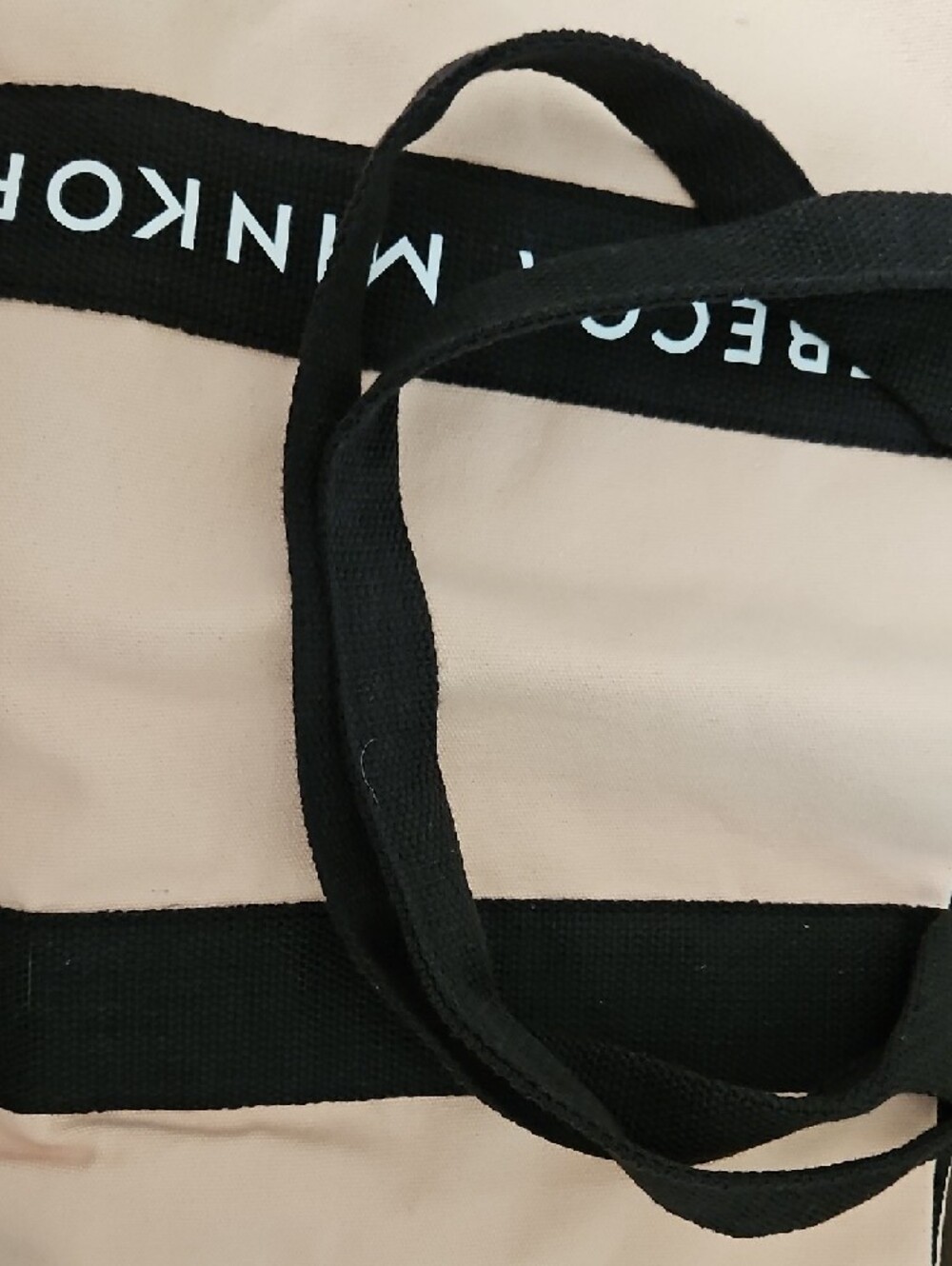 Rebecca Minkoff Blush Pink Canvas Tote with Black Logo Straps - Picture 5 of 5